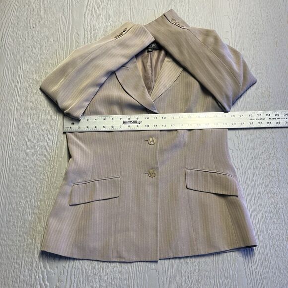 KASPER Women's Blazer Single Breasted Jacket 12P Brown Stripped Career Office - Picture 10 of 12